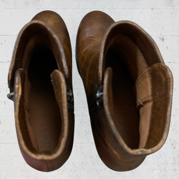 Frye Addie Double Zip Brown Ankle Leather Bootie Size 6 - Picture 7 of 11